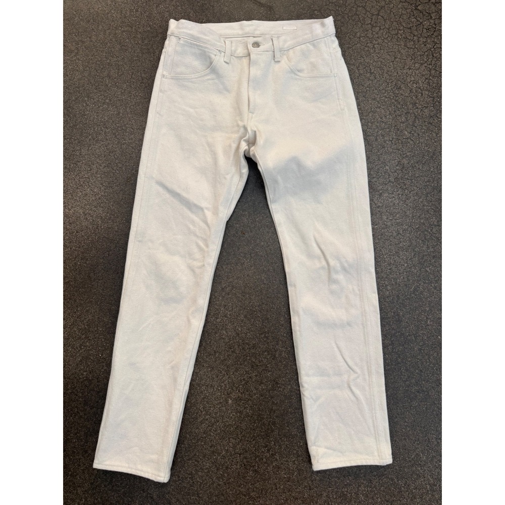 COMOLI Japanese menswear line Mens Straight Leg Jeans Cream Denim Pants Sz 2